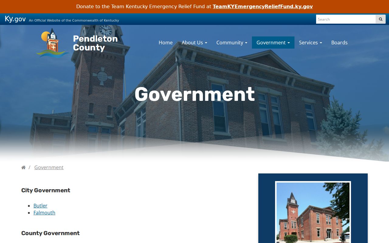Pendleton County government directory for criminal record offices