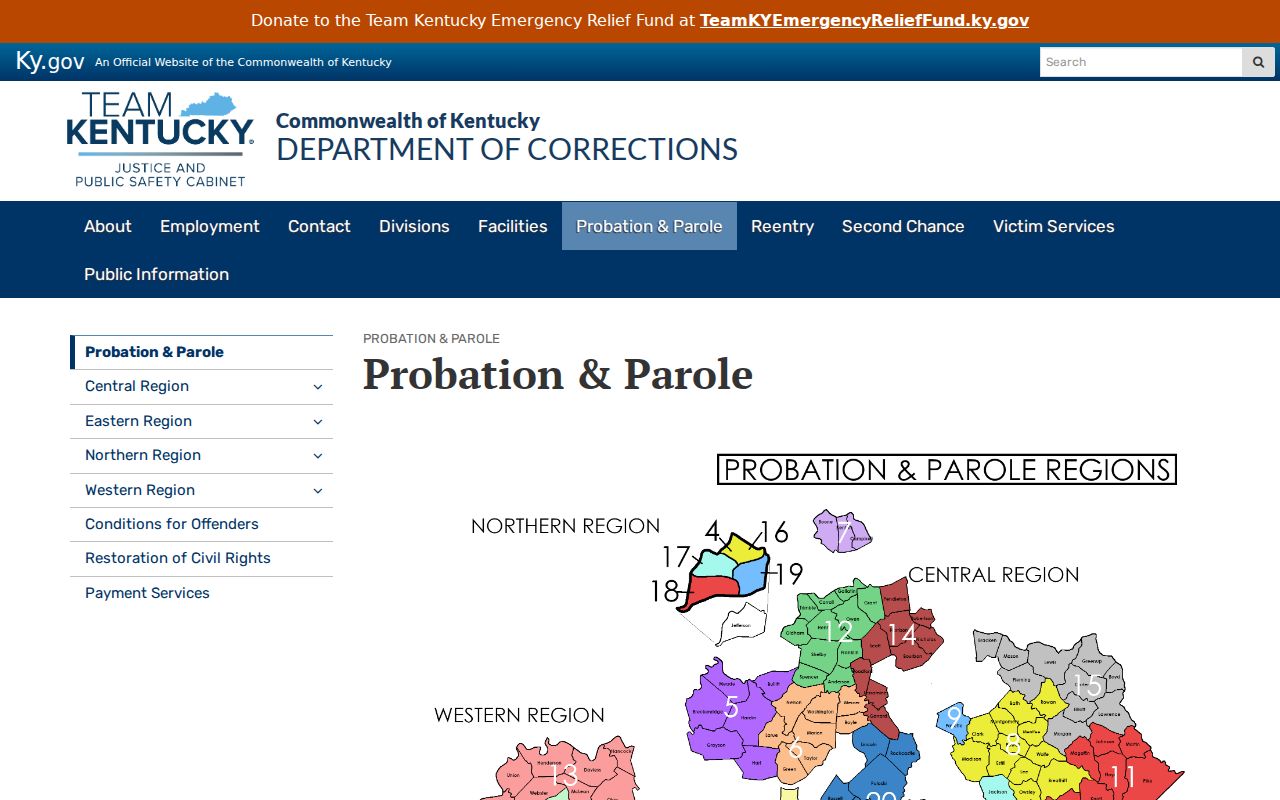 Kentucky DOC probation and parole information serving Pendleton County